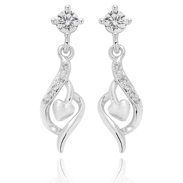 Equilibrium Gift Set Silver Plated Heart Teardrop Necklace & Earrings