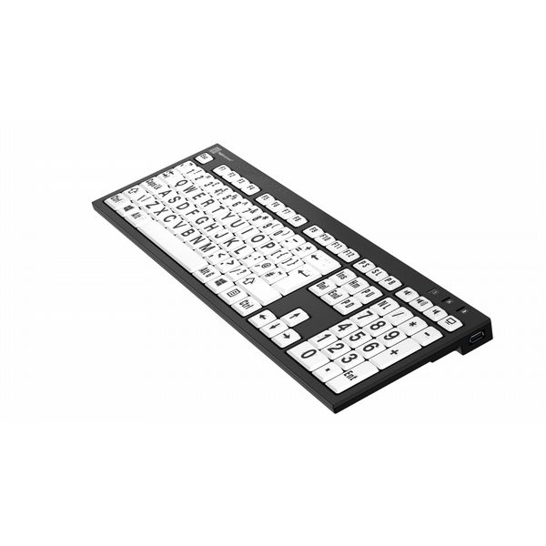 Logickeyboard Braille/Large Black on White NERO PC UK Keyboard