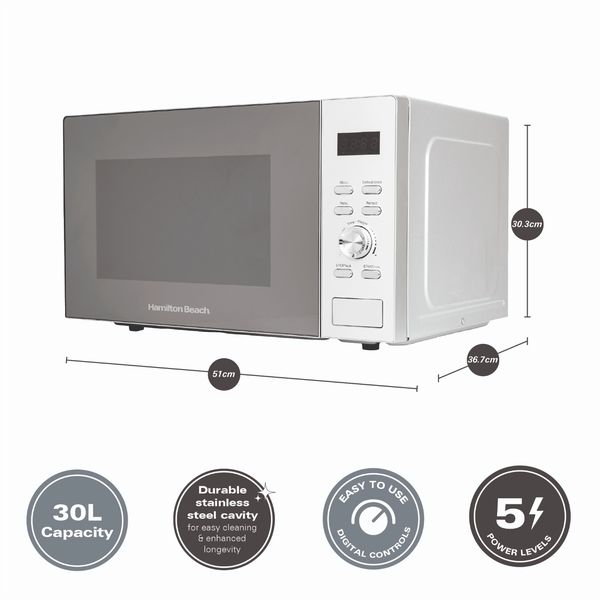 Hamilton Beach Family 30L Microwave - Silver
