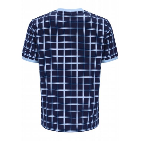 FILA FREDDIE CHECK TEE WITH CONTRAST RIB MENS - FILA NAVY/BLUE BELL