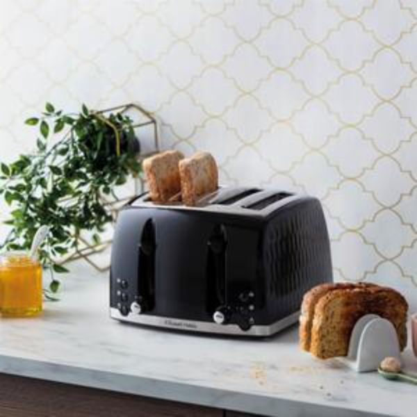 Russell Hobbs Honeycomb Breakfast Bundle Black - Kettle and 4 Slice