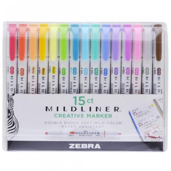 Zebra MILDLINER Asst'd 15 pack