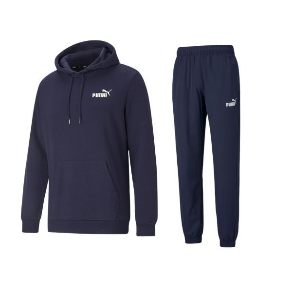 Puma Mens ESS Hoodie & Woven Pants Set Navy