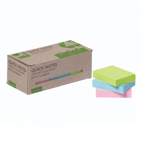Q-Connect Recycled Notes 38x51mm Pastel Rainbow (12 Pack) KF17326