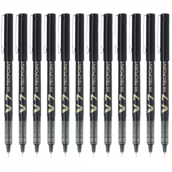 Pilot V7 Hi-Tecpoint Ultra Rollerball Pen 0.4mm Line Black V701 - Pack of 12