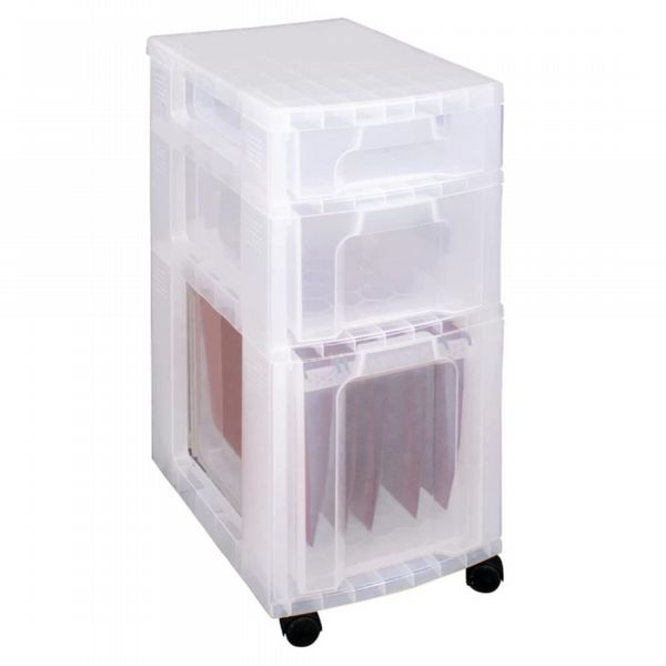 Really Useful Plastic Storage Tower 3 Drawers Clear 7L/12L/25L DT1019