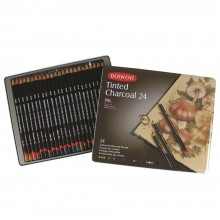 Derwent: Tinted Charcoal Pencil: Metal Tin Set of 24